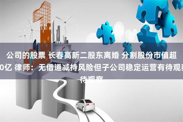 公司的股票 长春高新二股东离婚 分割股份市值超40亿 律师：无借道减持风险但子公司稳定运营有待观察